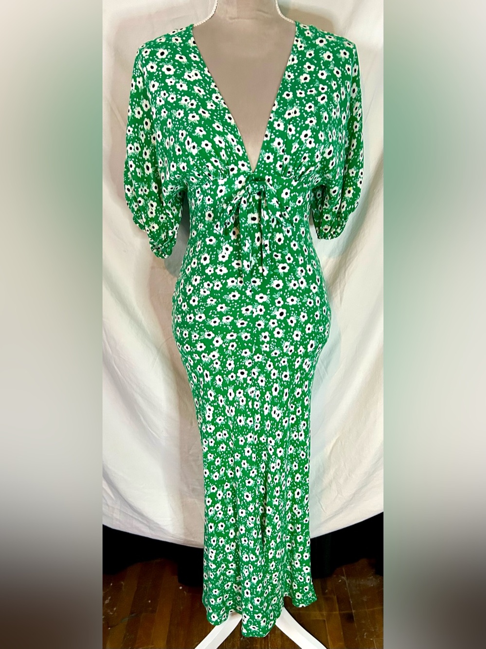 ASOS Green, White, Black Floral Maxi Dress, Size 2